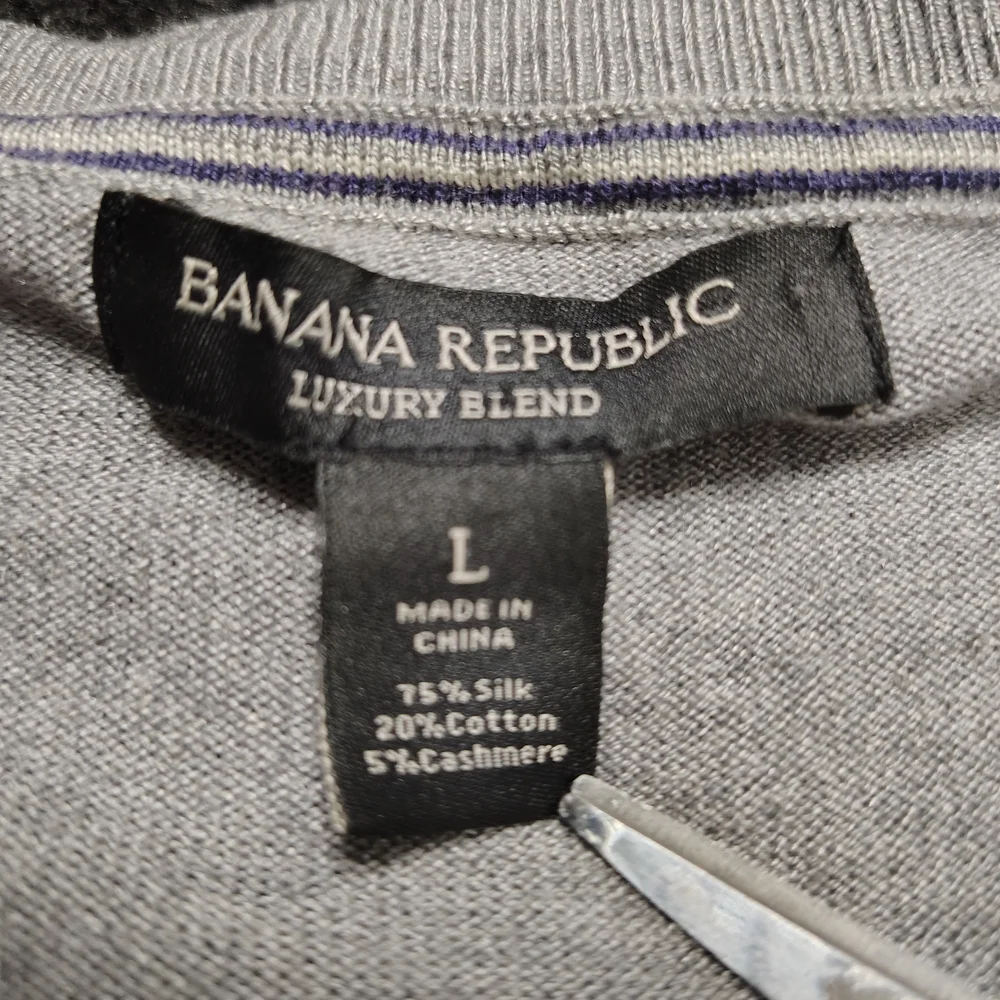 Banana Republic Gray Silk cotton cashmere Blend V Neck Sweater Men's Large
